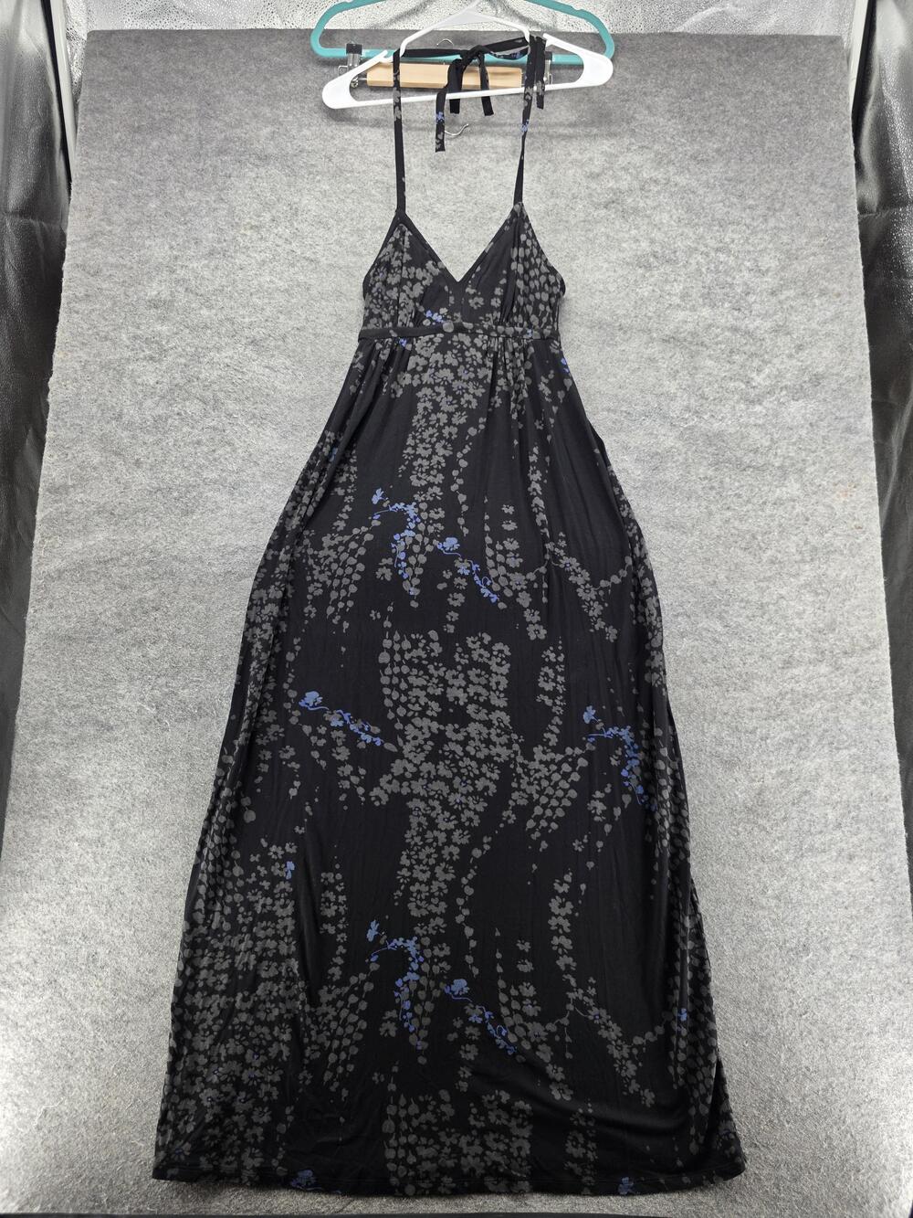 Express Dress Womens S Black Slip Dress Maxi V-Neck Strappy Empire Waist